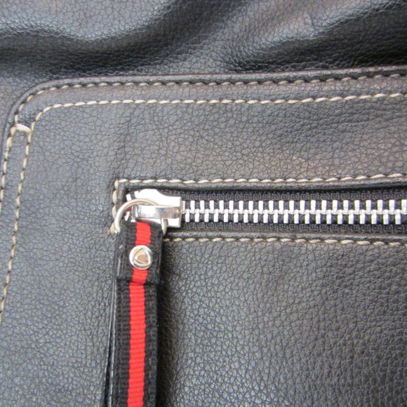 Liz Claiborne Faux Blackk Leather Double Strapped Shoulder Tote Zipper Closure - Picture 10 of 13